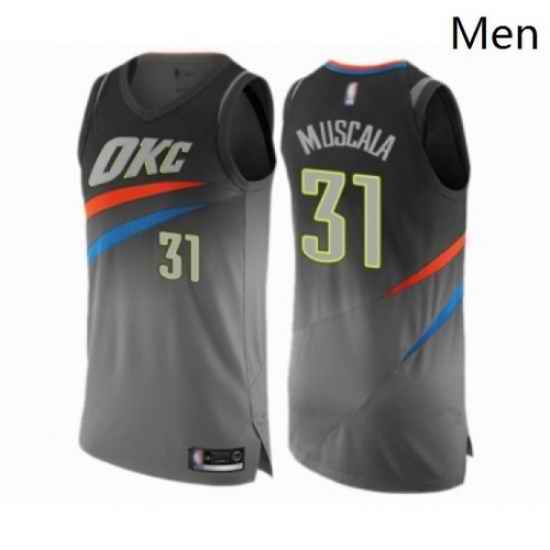 Mens Oklahoma City Thunder 31 Mike Muscala Authentic Gray Basketball Jersey City Edition